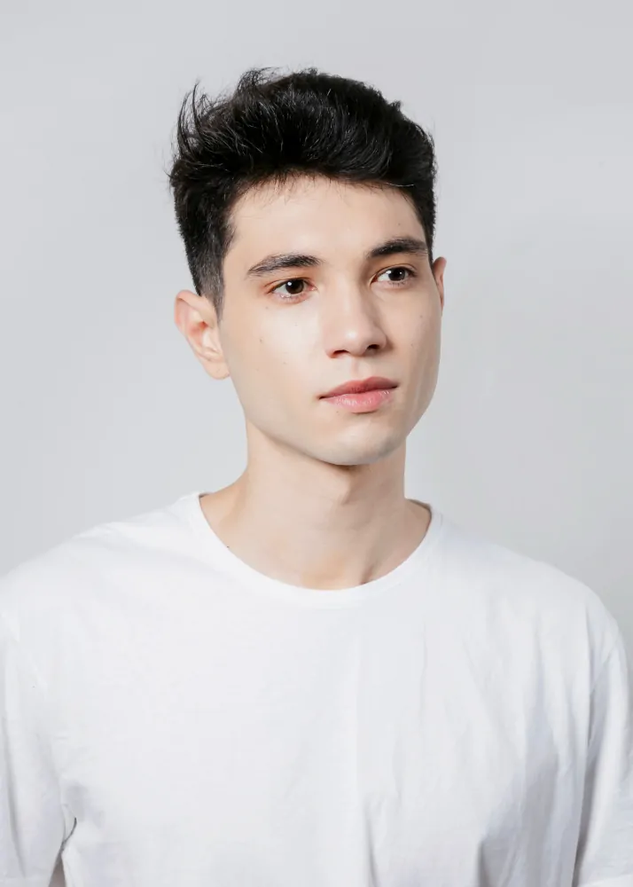 Front view of man after the facetite treatment