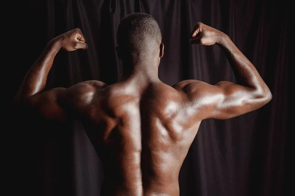 back view of an athletic looking man after body contouring