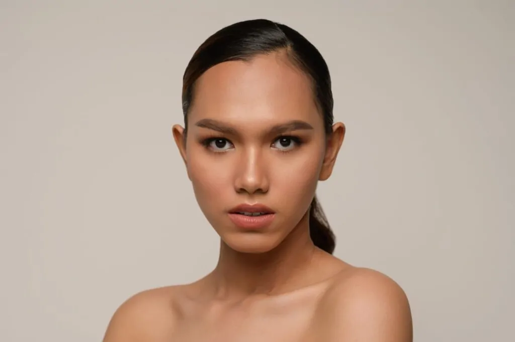beautiful woman model with from facetite treatment