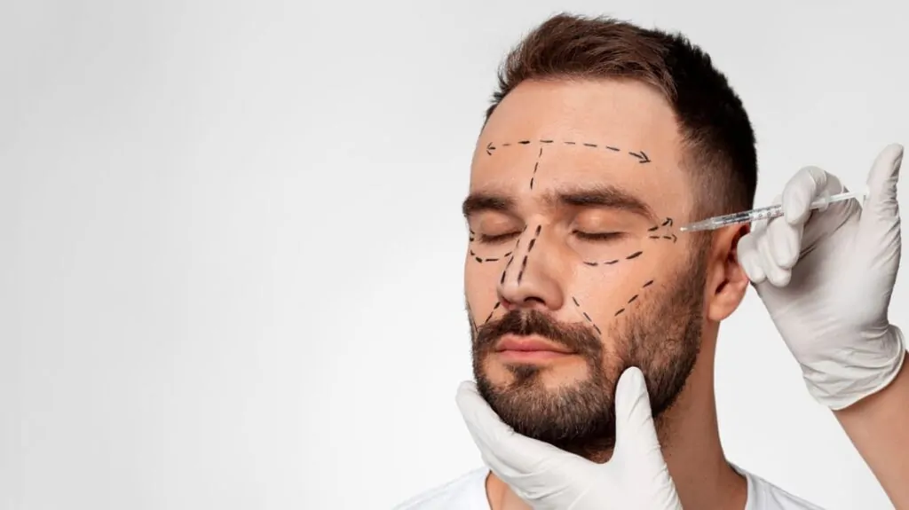 Man receiving plastic surgery