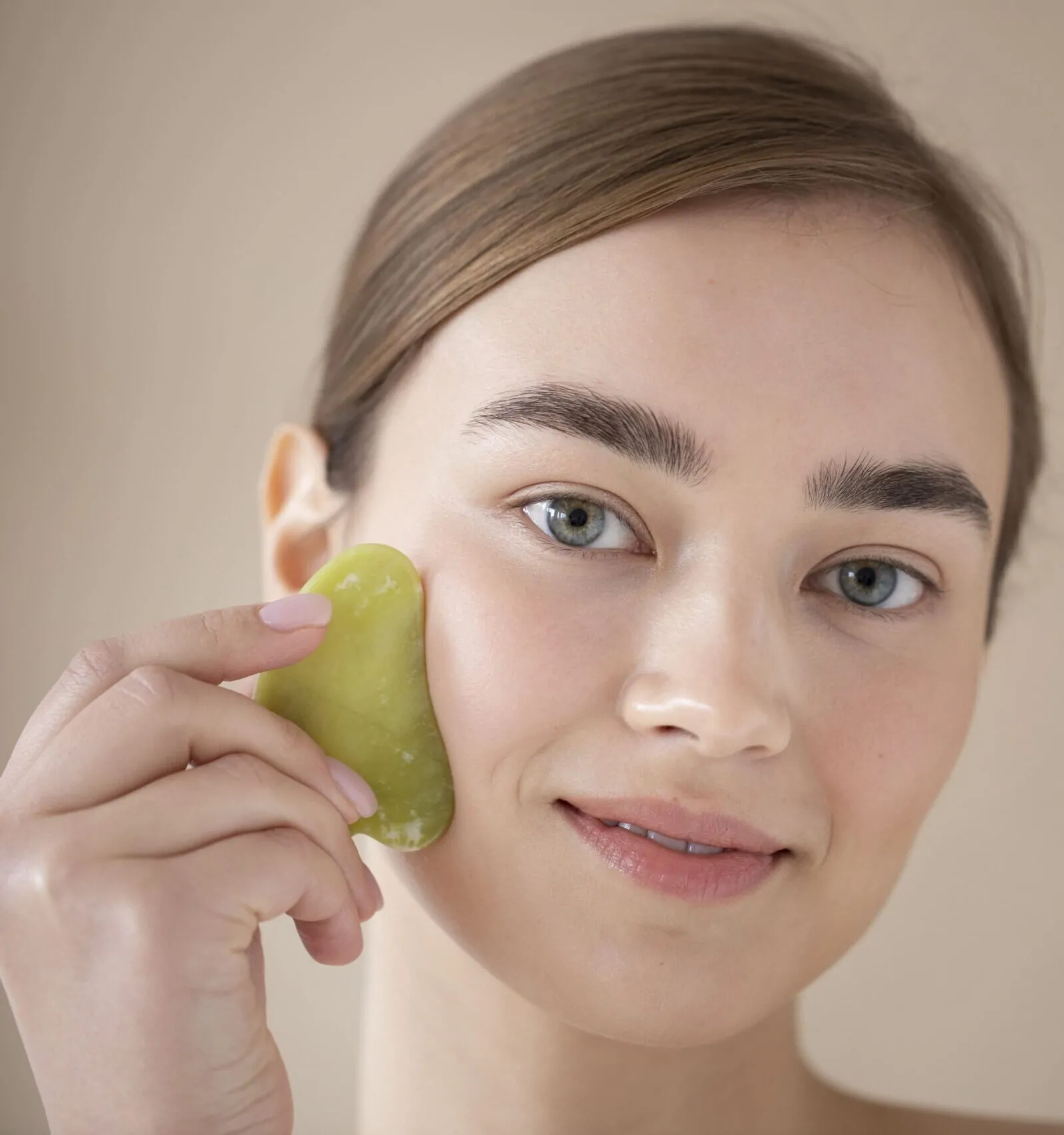 Beautiful woman with clear skin after facetite procedure