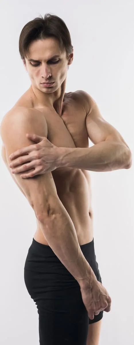 side view man with fit body