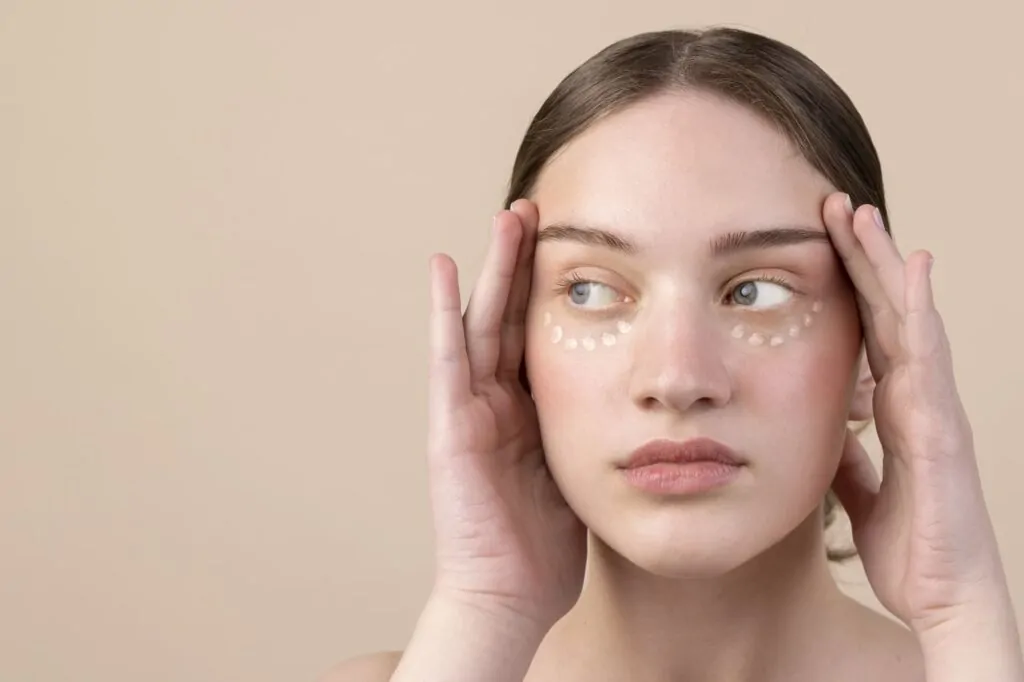 Woman touching her brows