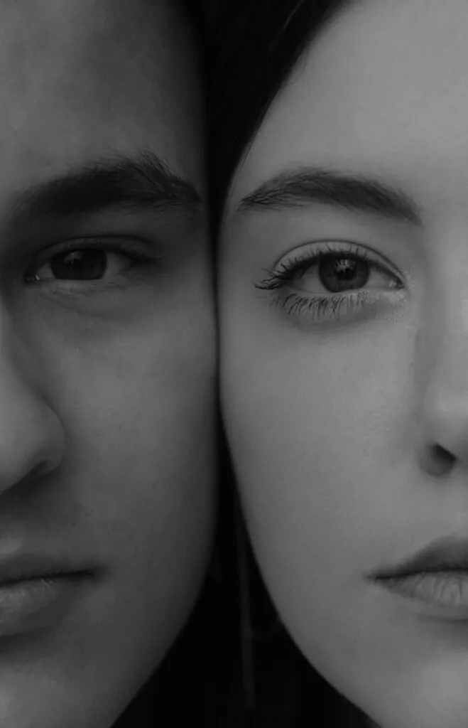 a close up view of a couples face after plastic surgery