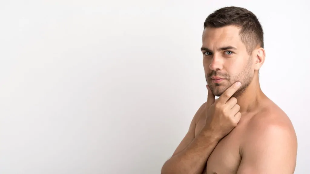 Man after getting a neck liposuction procedure