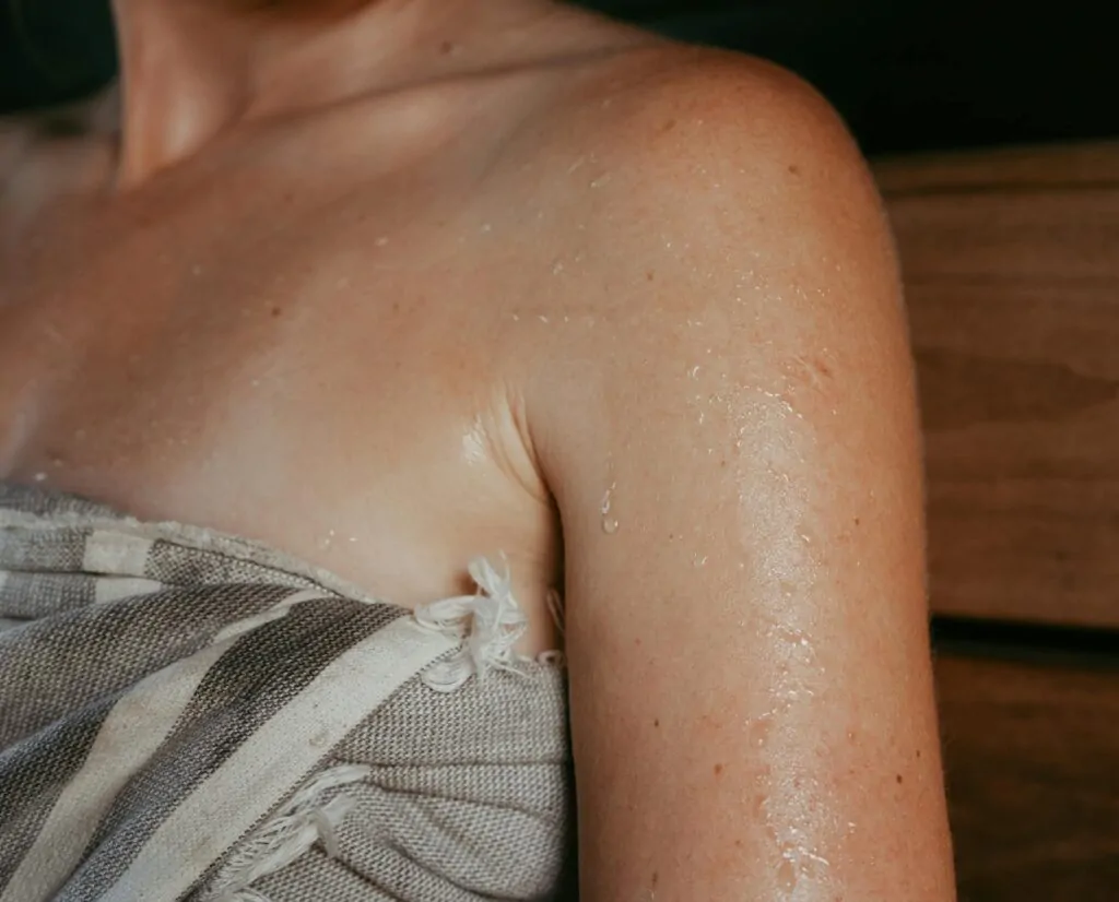 Close up shot of a person excessively sweating before Botox