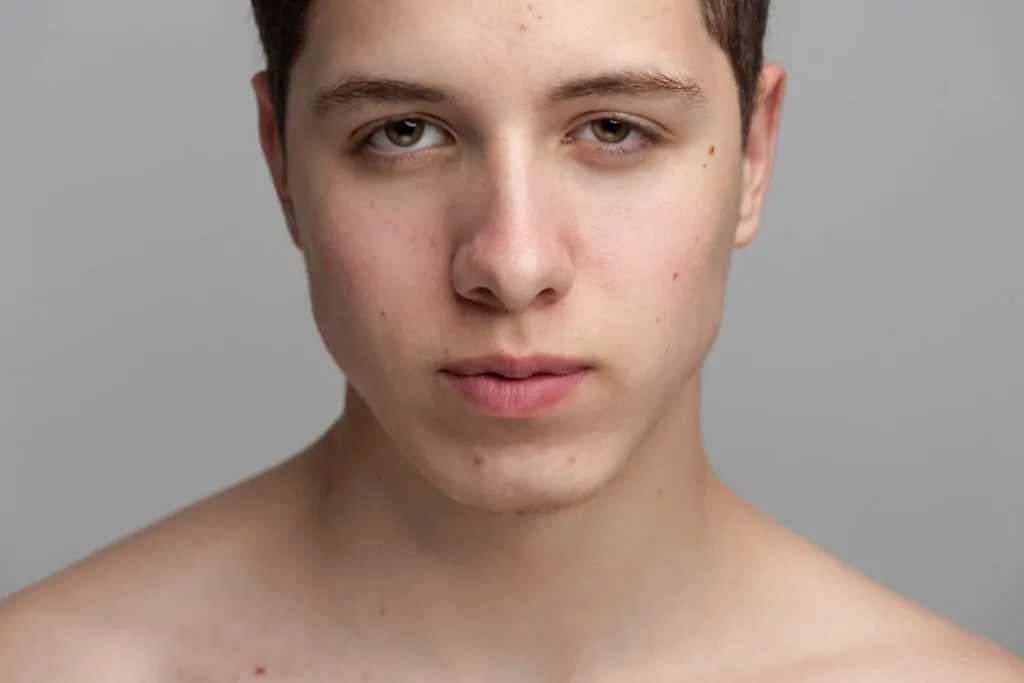 Young man clean face