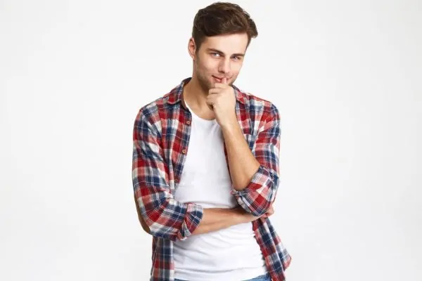 Man thinking about getting jawline fillers