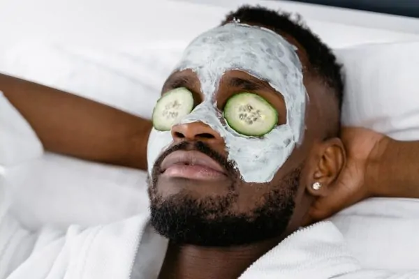 A man getting relaxed after getting PDO threads