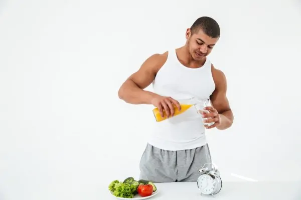 Young man on a diet after getting liposuction
