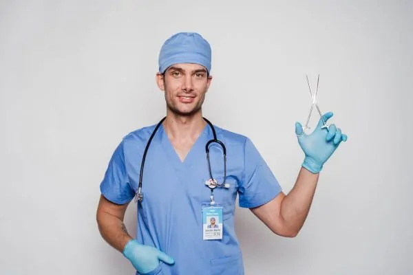 A plastic surgeon getting ready before doing a plastic surgery