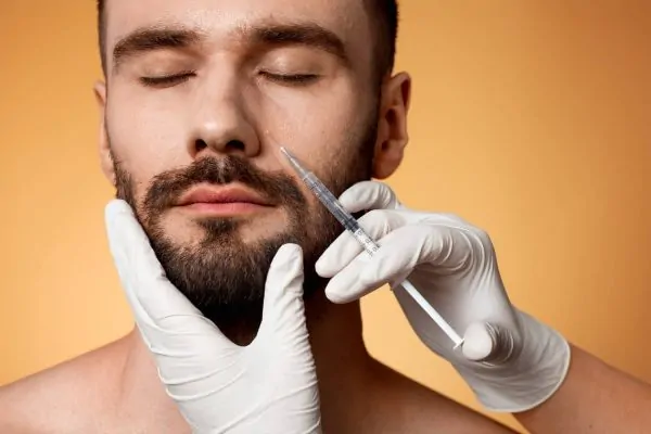 Man receiving dermal fillers