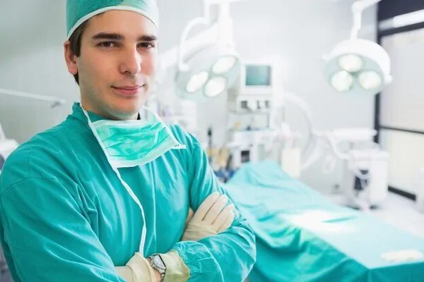 A doctor is in a plastic surgery room