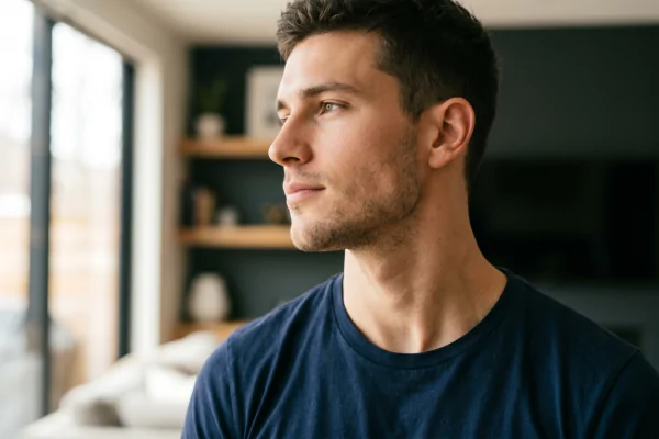 A man looking left