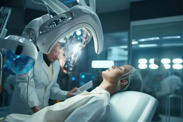 doctor doing plastic surgery using modern technology