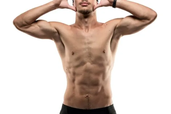 man stretching arms