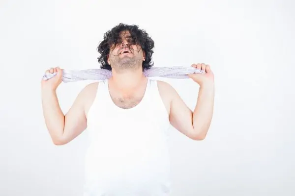 man with sweaty armpit