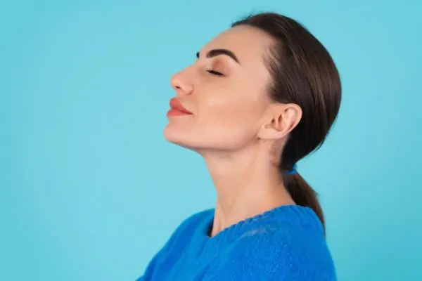 Young woman with nice jawline